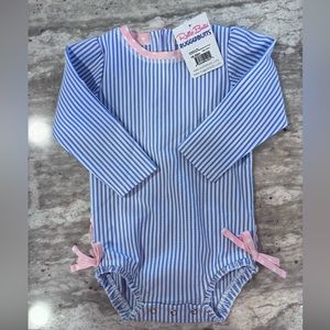 NWT RuffleButts Girls UPF 50+ Sun Protection Long Sleeve One Piece Swimsuit